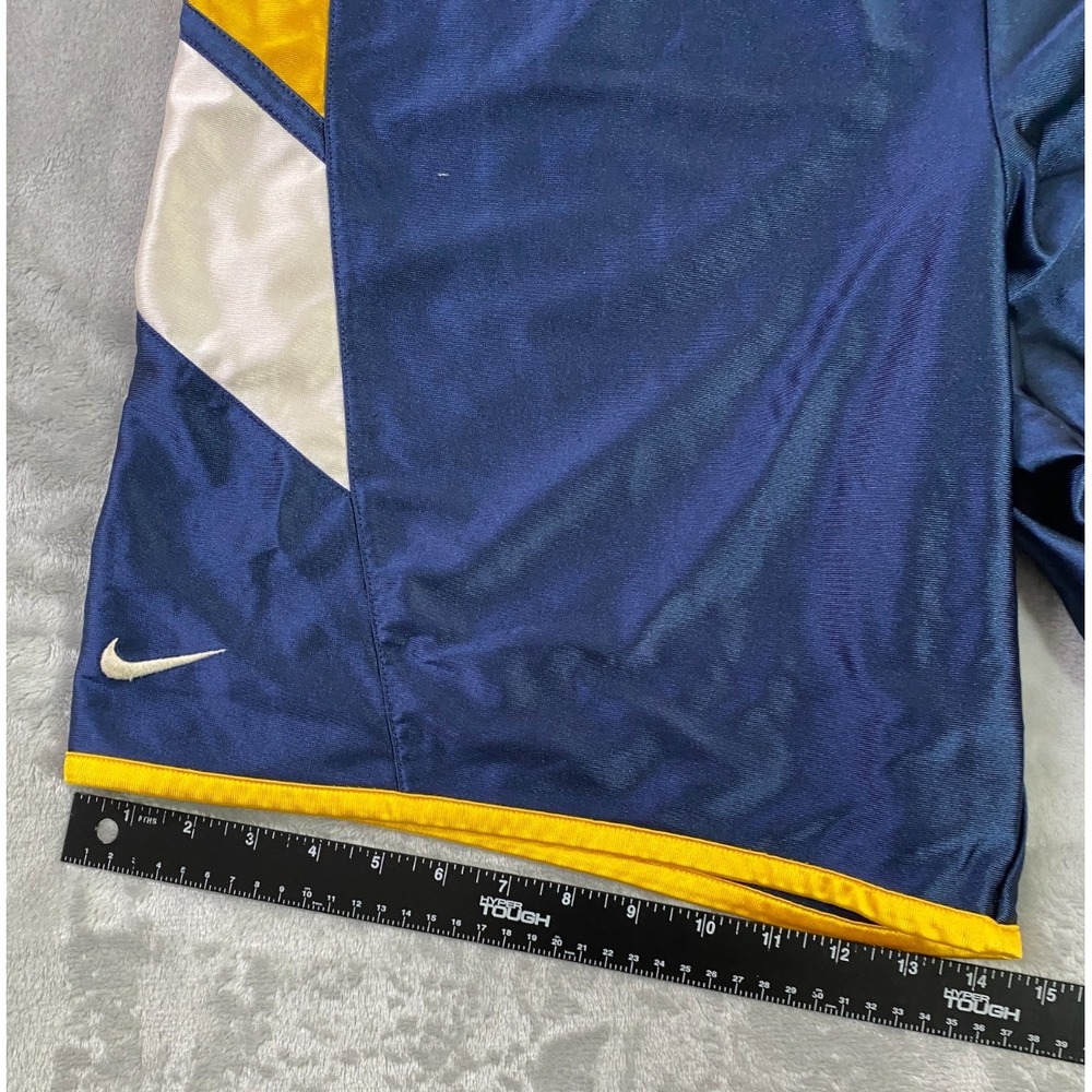 Nike Basketball Shorts Mens XL Navy Yellow Reversible Dazzle Mesh Athletic Retro - Picture 13 of 13